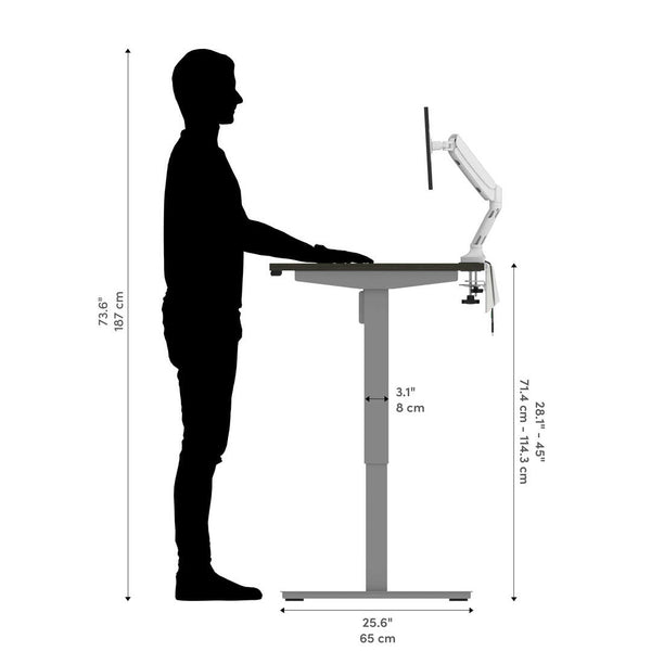 Bureau assis-debout 60L x 30P avec support double pour moniteurs