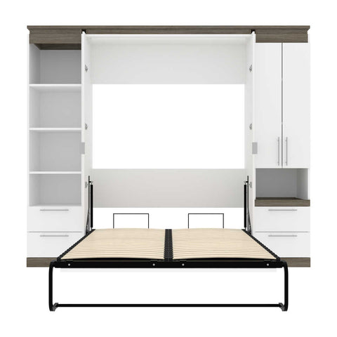 Full Murphy Bed and Narrow Storage Solutions with Drawers (99W)
