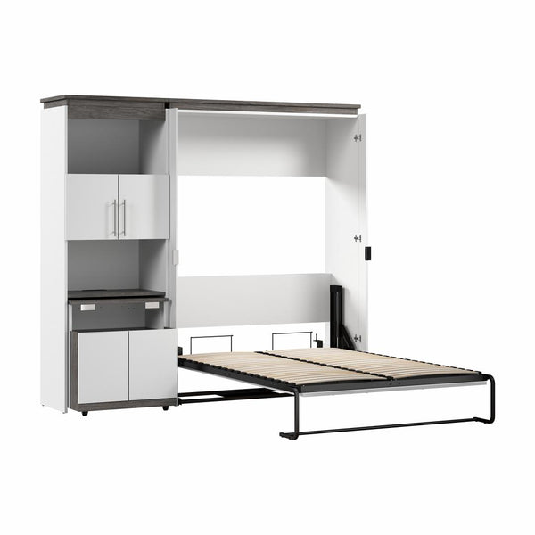 Full Murphy Bed with Storage Cabinet and Fold-Out Desk (91W)