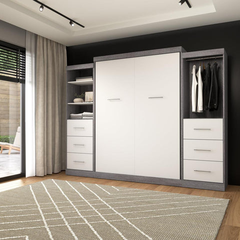 Grand lit escamotable et 2 organisateurs de garde-robe avec tiroirs (115L)