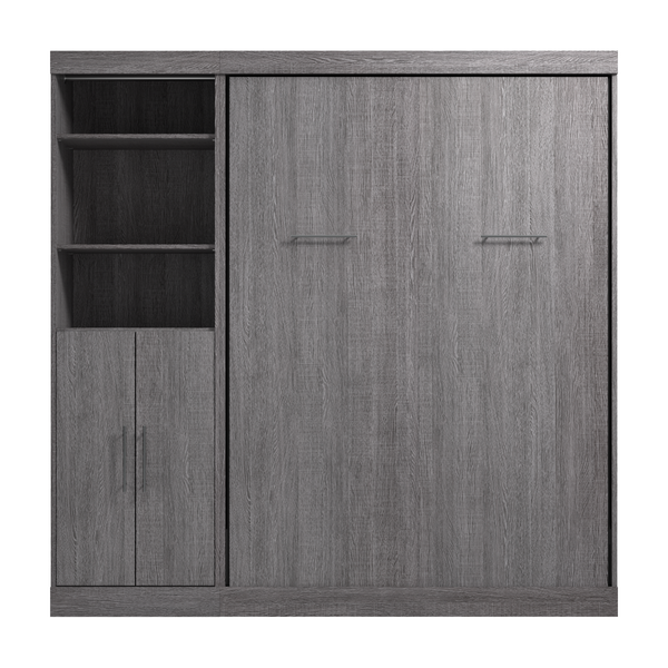Lit escamotable double et organisateur de garde-robe avec portes (84L)