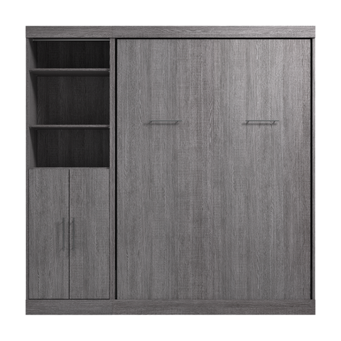 Lit escamotable double et organisateur de garde-robe avec portes (84L)