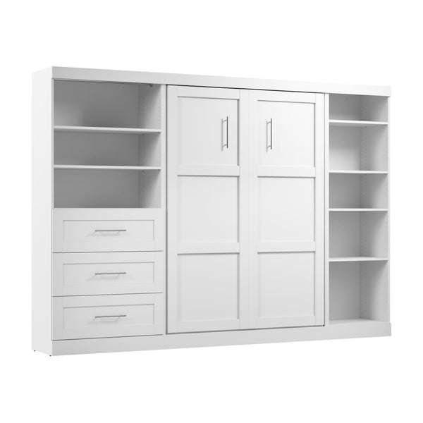 Lit escamotable double avec tablettes et tiroirs (120L)
