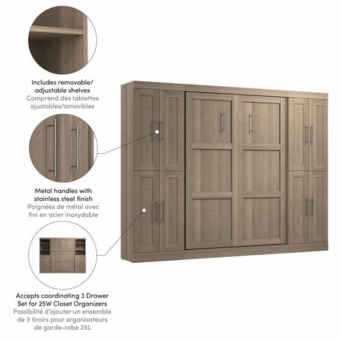 Lit escamotable double avec armoires (109L)