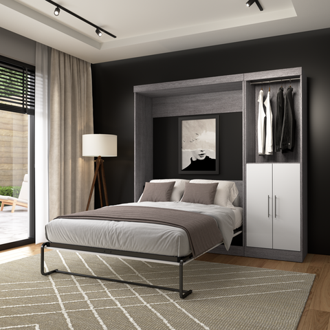 Full Murphy Bed and Closet Organizer with Doors (84W)