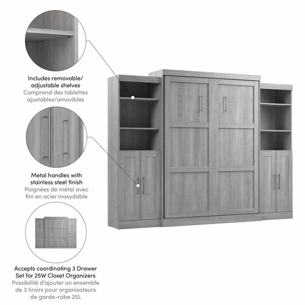 Queen Murphy Bed with Closet Storage Organizers (115W)