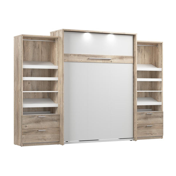 Grand lit escamotable avec 2 organisateurs de garde-robe avec tiroirs (125L)