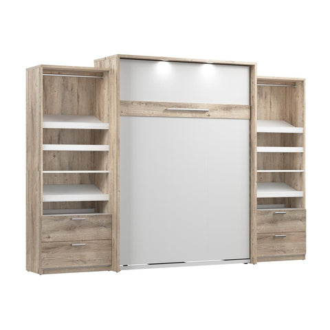 Grand lit escamotable avec 2 organisateurs de garde-robe avec tiroirs (125L)