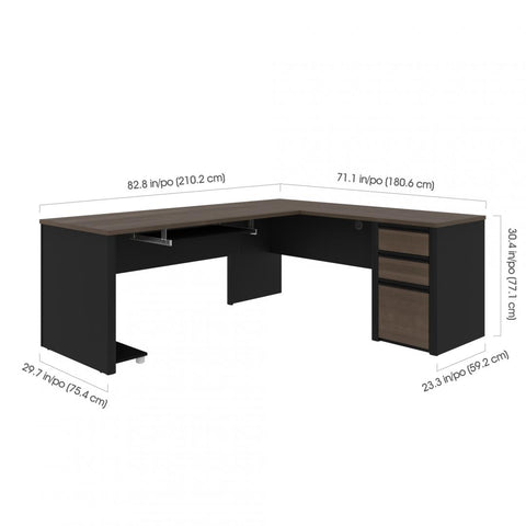 72W L-Shaped Desk with Pedestal