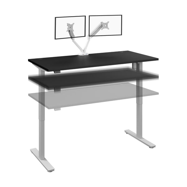Bureau assis-debout 60L x 30P avec support double pour moniteurs