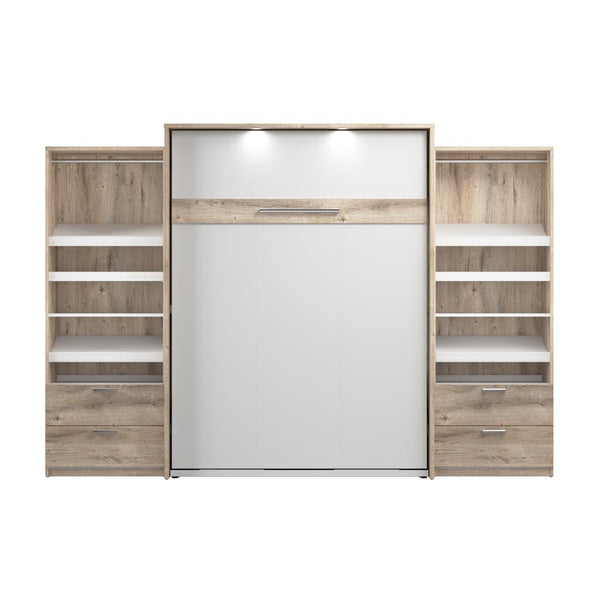 Grand lit escamotable avec 2 organisateurs de garde-robe avec tiroirs (125L)