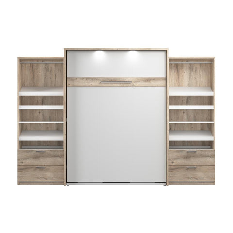 Grand lit escamotable avec 2 organisateurs de garde-robe avec tiroirs (125L)