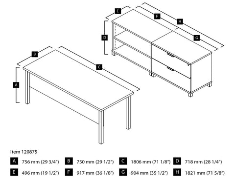 72W Table Desk with Credenza