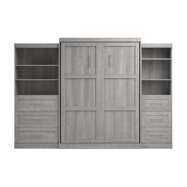 Queen Murphy Bed and 2 Shelving Units with Drawers (126W)