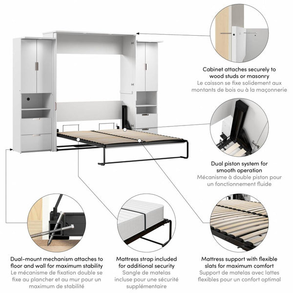 Grand lit escamotable avec 2 armoires (114L)