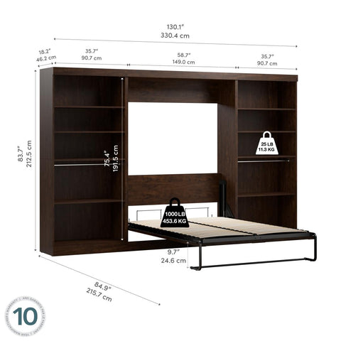 Full Murphy Bed with 2 Shelving Units (131W)
