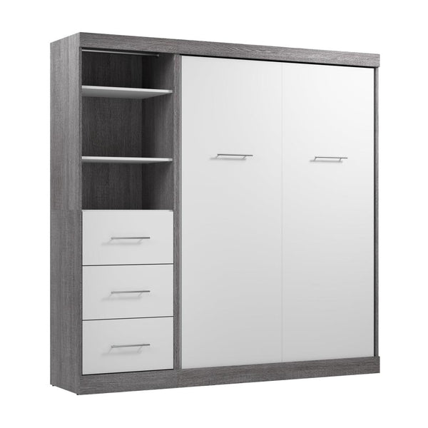 Lit escamotable double et organisateur de garde-robe avec tiroirs (84L)