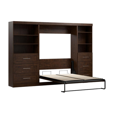 Lit escamotable double et 2 étagères avec tiroirs (120L)