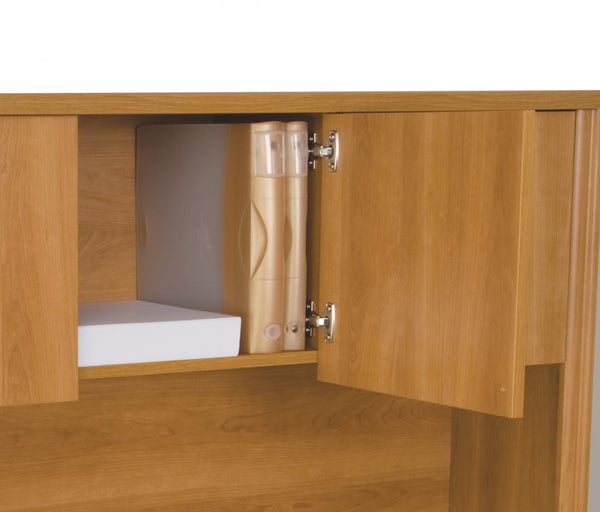 Bureau en L avec deux caissons et une huche