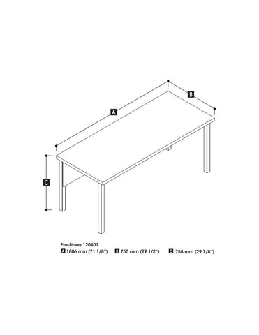 72W Table Desk with Square Metal Legs