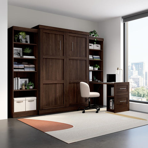 115W Queen Size Murphy Bed with Pull-Out Desk and Storage