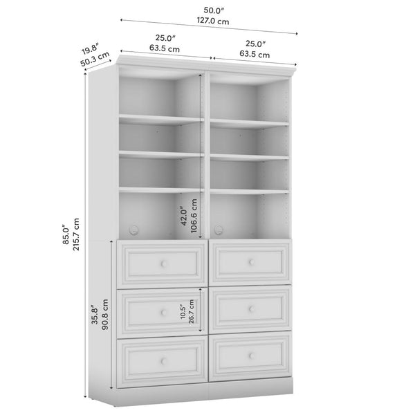 Traditional Closet System with Shelves & Drawers, 50W x 20D