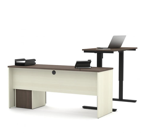 Bureau assis-debout en L 72L avec caisson