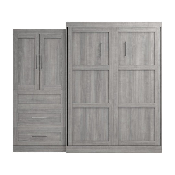 Queen Murphy Bed and Storage Cabinet with Drawers (101W)