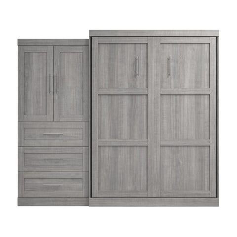 Queen Murphy Bed and Storage Cabinet with Drawers (101W)
