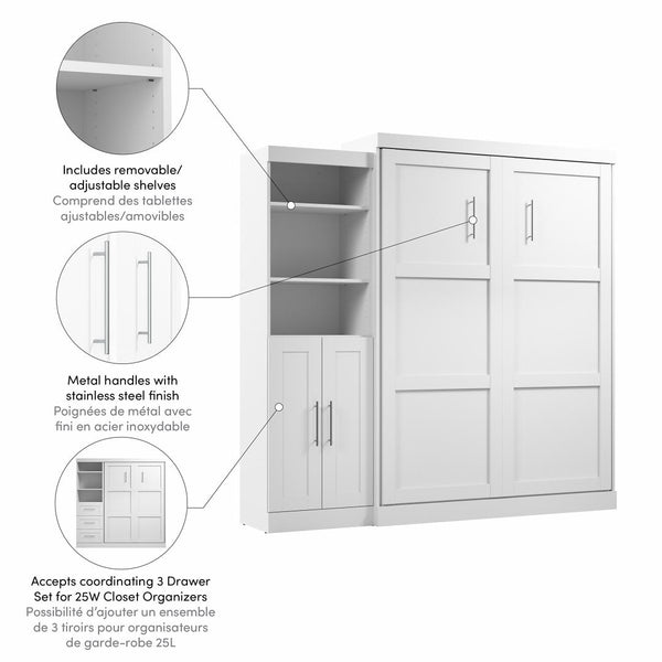Queen Murphy Bed and Closet Organizer with Doors (90W)