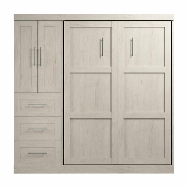 Lit escamotable double avec organisateur de garde-robe avec tiroirs (84L)