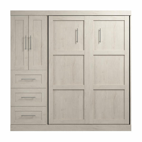 Lit escamotable double avec organisateur de garde-robe avec tiroirs (84L)