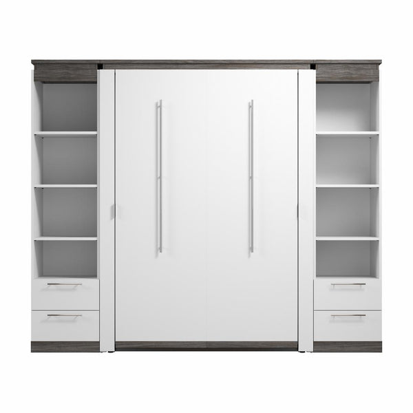 Lit escamotable double avec tablettes et tiroirs (100L)
