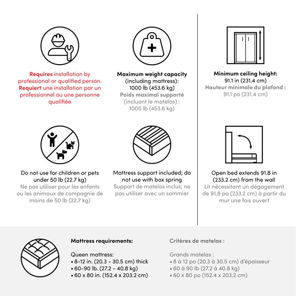 Queen Murphy Bed with Wardrobe (90W)