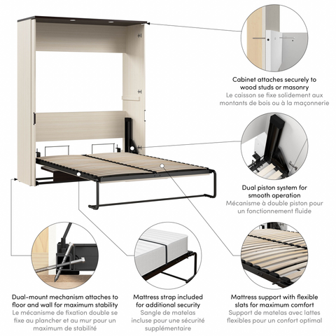 Lit escamotable double avec bureau 61L