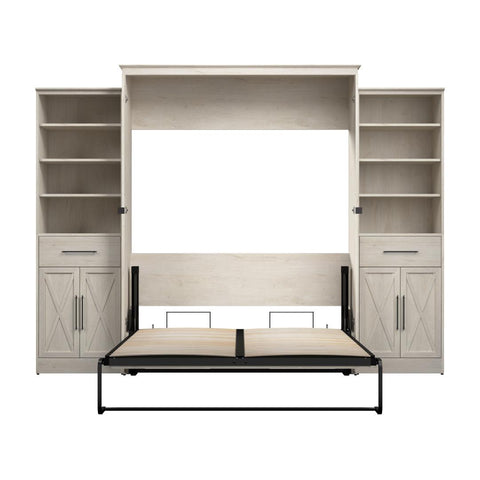 Grand lit escamotable et organisateurs de garde-robe avec portes et tiroirs (119L)