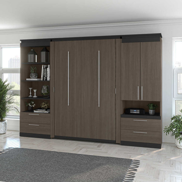 Lit escamotable deux places (double) et rangement multifonctionnel avec tiroirs (119L)