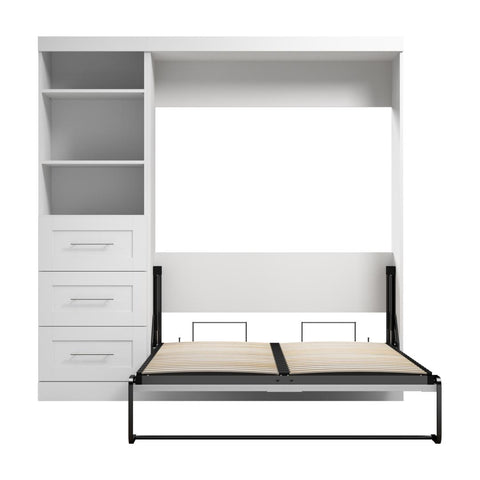 Full Murphy Bed and Shelving Unit with Drawers (84W)