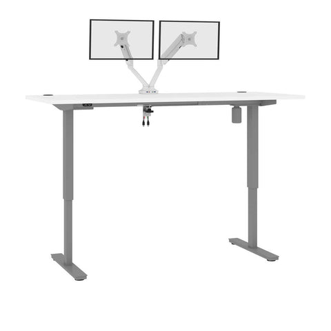 Bureau assis-debout 72L x 30P avec support double pour moniteurs
