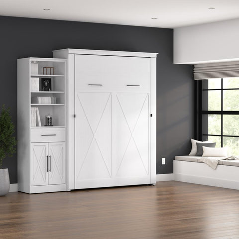 Queen Murphy Bed and Closet Organizer with Drawer and Doors (94W)