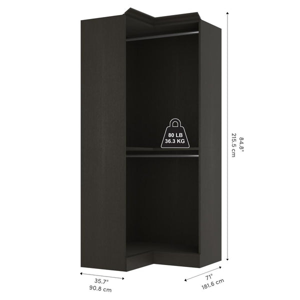 Traditional Corner Closet System with Clothing Rods, 36W x 36D