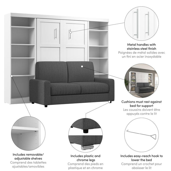 Full Murphy Bed with Sofa and Shelving Units (109W)