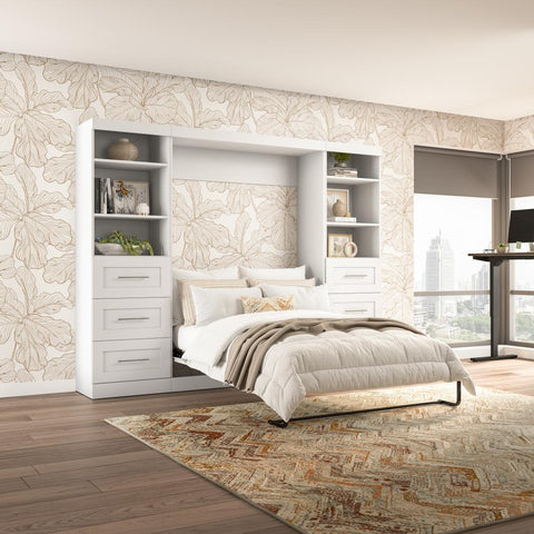 Full Murphy Bed and 2 Shelving Units with Drawers (109W)