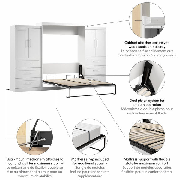 Grand lit escamotable avec penderies (136L)