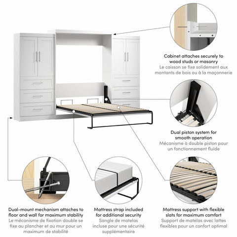 Grand lit escamotable avec penderies (136L)
