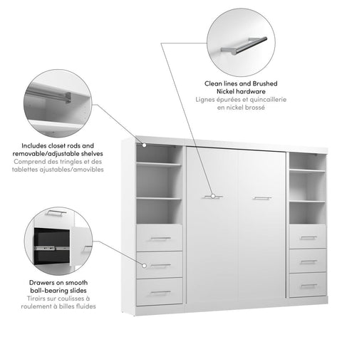Full Murphy Bed and 2 Closet Organizers with Drawers (109W)