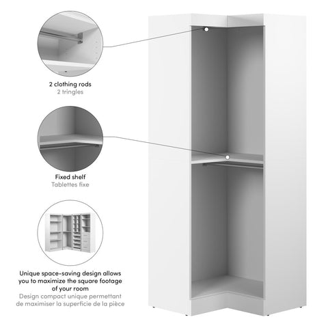 Contemporary Corner Closet System, 33W x 33D