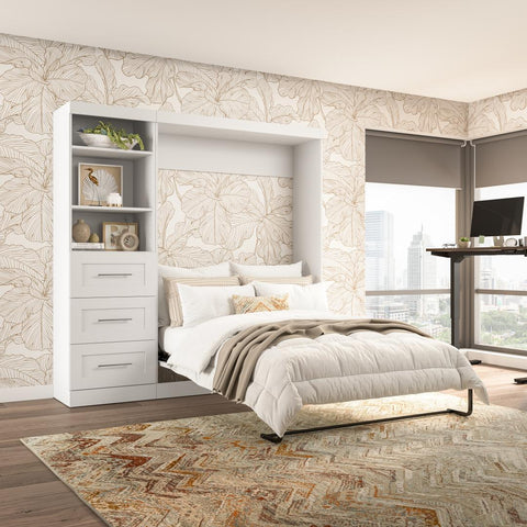 Full Murphy Bed and Shelving Unit with Drawers (84W)