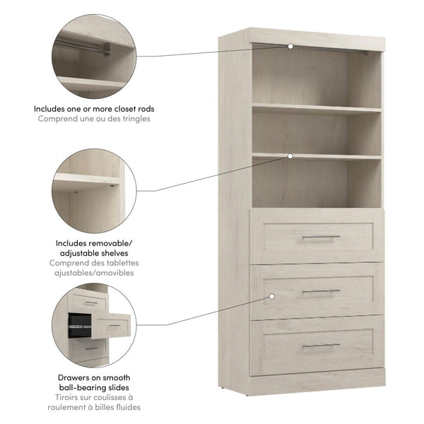 Organisateur de garde-robe avec tiroirs, 36L