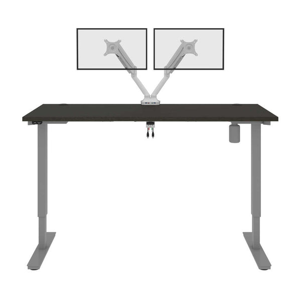 Bureau assis-debout 60L x 30P avec support double pour moniteurs
